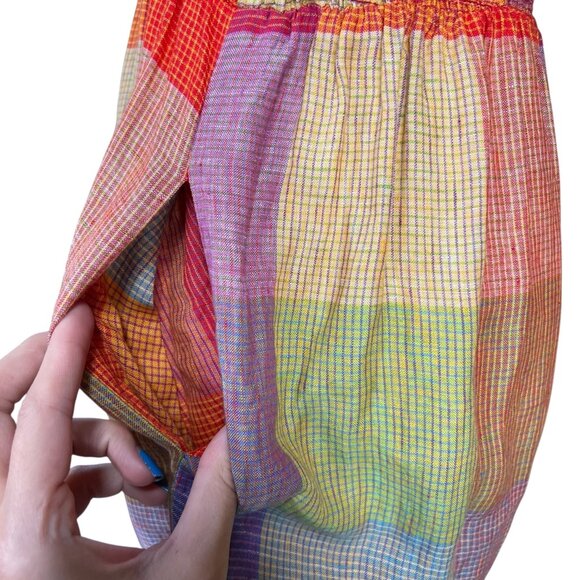 Anthropologie dRA Los Angeles Smocked Madras Plaid 100% Linen Jumpsuit Size Med - Picture 8 of 9